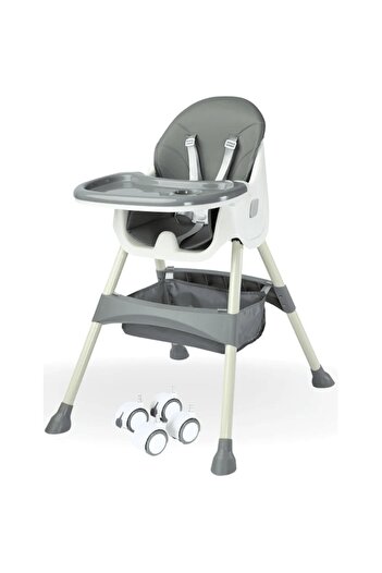 Smart Vibe Scaun de masa KinderVibe 4 in 1 Dove Grey cu centura siguranta 5 puncte si tavita