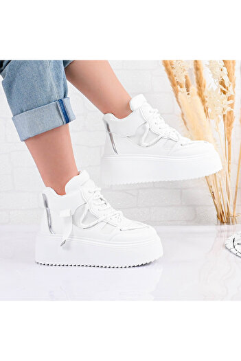Tmall Pantofi Sport De Dama,Din Piele Ecologica,Cu Platforma,D1447,Alb