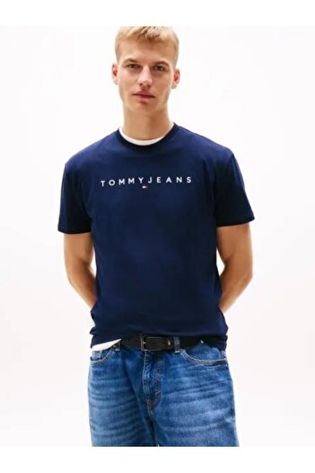 Tommy Hilfiger Men's Brand Logo Organic Cotton Crew Neck Suitable for Daily Use 1Navy Blue1