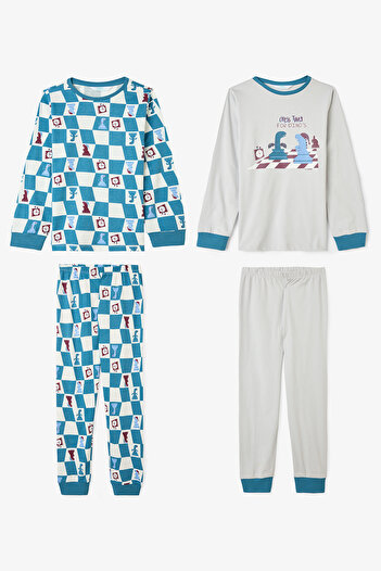 Penti Boys' Chess Time Dinosaur Patterned Long Sleeve 2-Piece Pajama Set