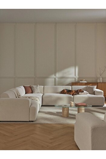 S Home Design Concept Molly 5 Modül Köşe Koltuk, Kırık Beyaz Keten 290x290 cm