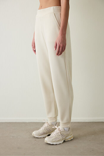 Penti Beige Silky Feel Pocketed Tie Detail Regular Waist Jogger Sweatpants