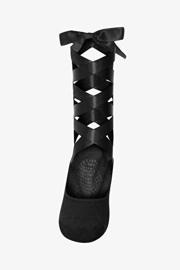 Penti White Non-Slip Sole Ballerina Pilates & Yoga Socks with Ribbon Detail