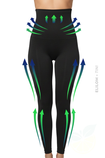 elilom Tini Extra Tight Corset Leggings High Waist, Belly Slimming Shaping Leggings Black —