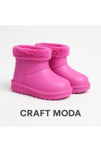 CRAFT MODA Παιδικές αδιάβροχες μπότες βροχής & χειμώνα με επένδυση από γούνα