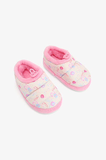 Penti Cream Girl's Twist Ribbon Patterned Drawstring Non-Slip Sole Home Shoes