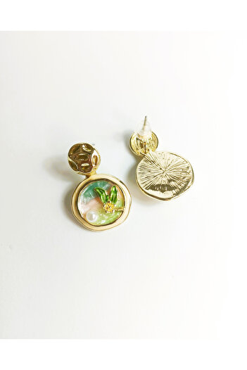 POKAK Vintage Enamel Dangle Flower Pearl Earrings