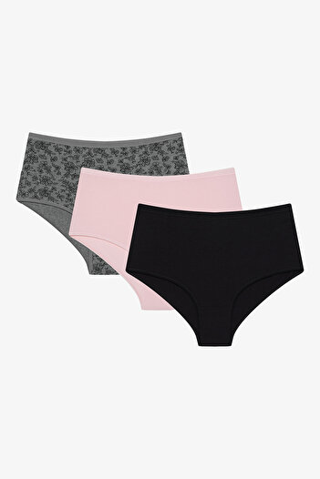 Penti Black Chic 3-Piece Multicolored Highwaist Slip Panties