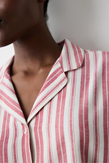 Penti Aria Striped Red Shirt Dress Nightgown