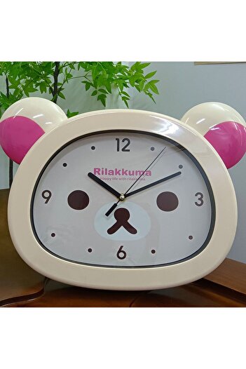BANDAI white Rilakkuma Anime Peripheral Wall Clock Alarm Clock Cute Cartoon Silent Clock Living Room Bedroo