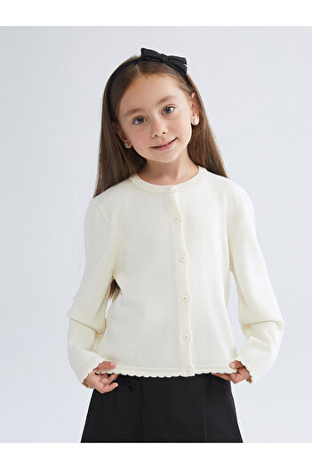 LC Waikiki New Season Crew Neck Girl's Knitwear Cardigan
