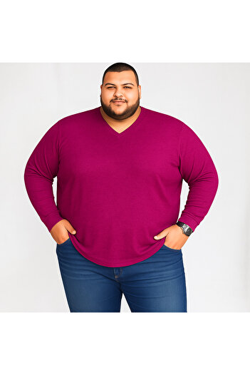 sngl Men's Plus Size Oversize Long Sleeve V Neck T-Shirt 3XL 4XL 5XL 6XL 7XL 8XL 9XL