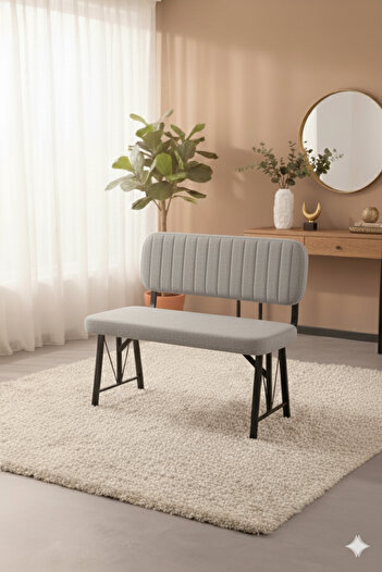 Parlazonhome Elfin Mutfak , Yemek Odası Bahçe Balkon Otel Restoran Kafe Bench, Puf, Sırtlı Bench -1 Adet Gri
