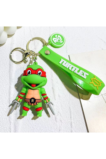 BANDAI 2 Anime Ninja Turtle Figure Keychain Teenage Mutant Ninja Turtles Raphael Donatello Doll Keyring Ca.