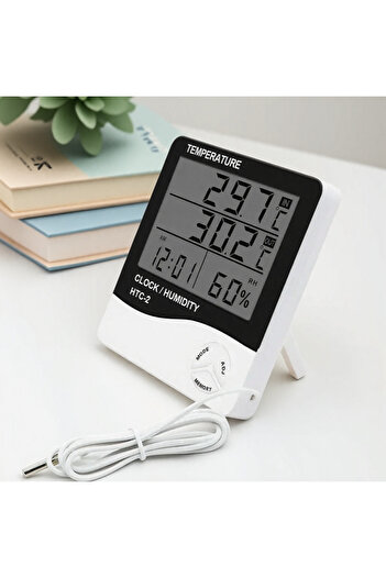 Choice 1PC (HTC-2) Digital Thermometer Hygrometer HTC1 HTC2 LCD Indoor Outdoor Weather Station Clock Temper