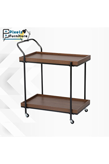 PixelsFurniture Pixel Furniture Rectangular 2-Tier Mobile Tea and Coffee Serving Trolley