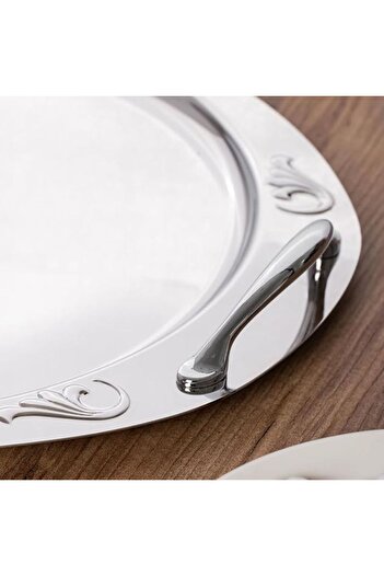 Özkent Large Size Snowdrop Tea Tray - Steel