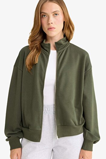 DeFacto Regular Fit Basic Plain Zippered Cardigan F7107Ax25Au