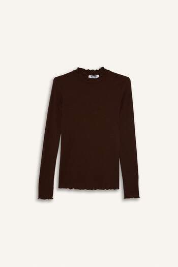 DeFacto Ribbed Camisole Basic Plain Long Sleeve T-Shirt E9540Ax25Sp