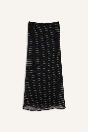 DeFacto Regular Waist Lined Chiffon Polka Dot Pencil Maxi Skirt F9420Ax25Sm