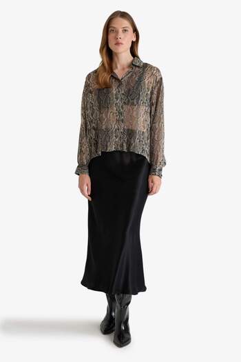 DeFacto A-Line Regular Waist Satin Midi Skirt B1867Ax24Sp