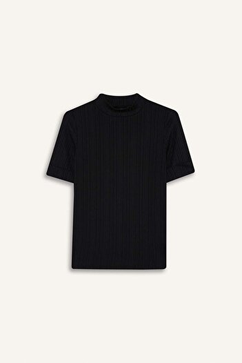 DeFacto Regular Fit Half Turtleneck Ribbed Camisole Short Sleeve T-Shirt B1177Ax23Au