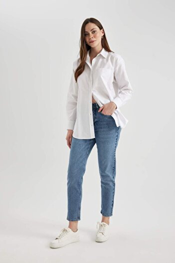 DeFacto Oversize Fit Oxford Uzun Kollu %100 Pamuk Gömlek Z4893az23au