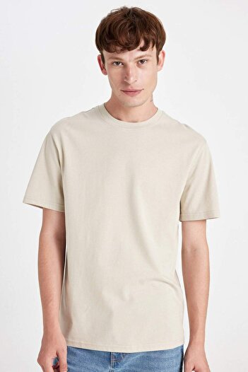 DeFacto 100% Cotton New Regular Fit Crew Neck Basic Plain Short Sleeve T-Shirt V7699Az24Sp