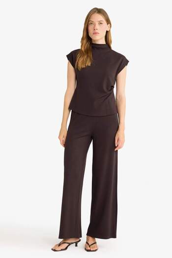 DeFacto Slim Fit Narrow Fit Half Turtleneck Pique Sleeveless Blouse F7760Ax25Au
