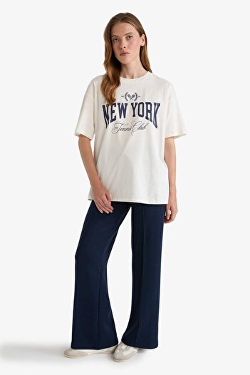 DeFacto Oversize Wide Fit Crew Neck Printed Short Sleeve T-Shirt G1880Ax25Au