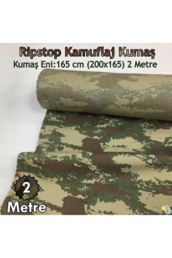 Renk Tekstil 2 METRE Kamuflaj Askeri Kumaş - Ripstop - Su Itici Özellikte - Branda - Av Kıyafetleri - (200x165)