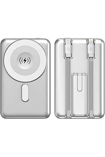 Glassology 10000mAh Magnetic Wireless Power Bank with PD Fast Charging & Built-in Cables