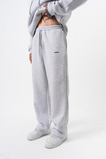 Respire Men's Basic Baggy Sweatpants with Text Detail Snow Melange