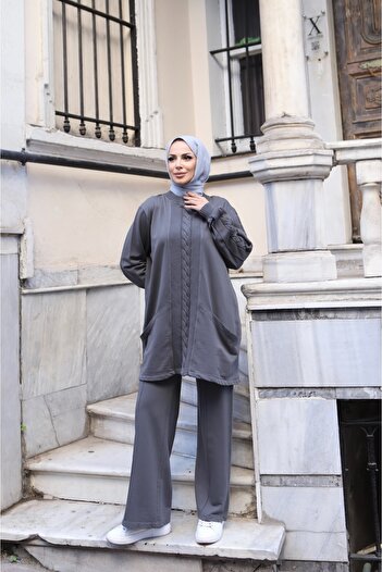 NİSUM MODA Two-Thread Knitwear Set with Side Pockets