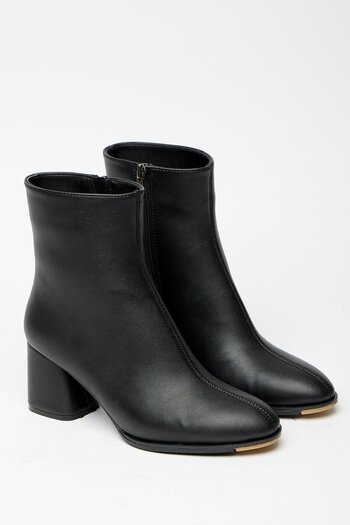 Madamra Women's Black Heeled Boots & Booties – Stylish Casual Seasonal Model with Zipper