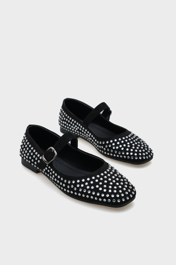 Capone Outfitters Stone Detailed Buckle Women's Mary Jane Ballerinas