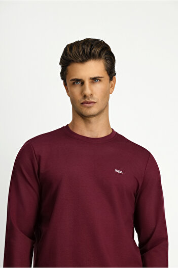 Kiğılı Bisiklet Yaka Regular Fit Nakışlı Pamuklu Sweatshirt