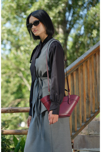 Fatma Atasoy Gabardine Tied Gray Vest Skirt Set
