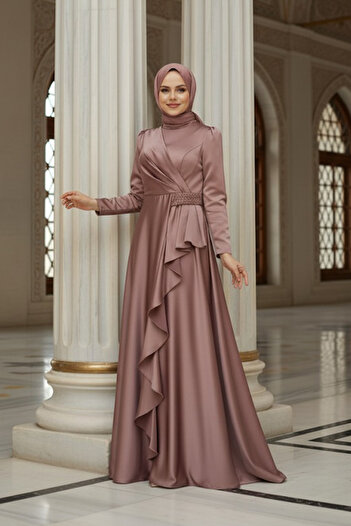 Neva Style Flounced Mink Hijab Evening Dress 22431V