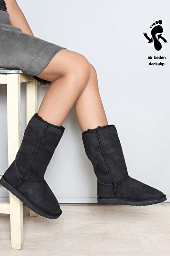 FAST STEP Γυναικείες μαύρες μπότες μακρύ μέγεθος Winter Furry Inside Ug Model Boots 947sza800