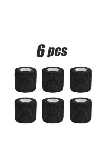 Choice 2.5cm X 4.5m Black 6 Roll 1/6/10 rolls Self Adhesive Elastic Bandage, Sports Tattoo, Breathable Kine