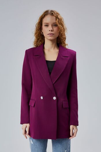 Bolivente Purple Oversize Woven Blazer Jacket