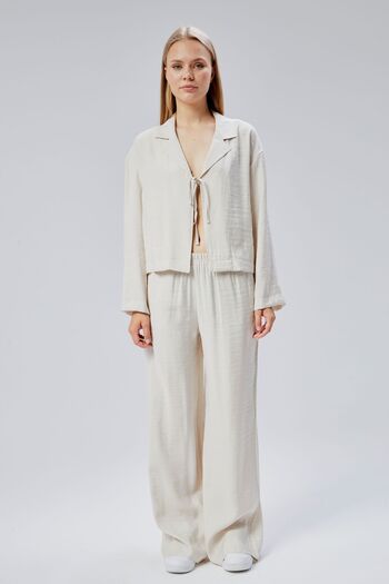 Bolivente Stone Waist Elastic Wide Leg Trousers