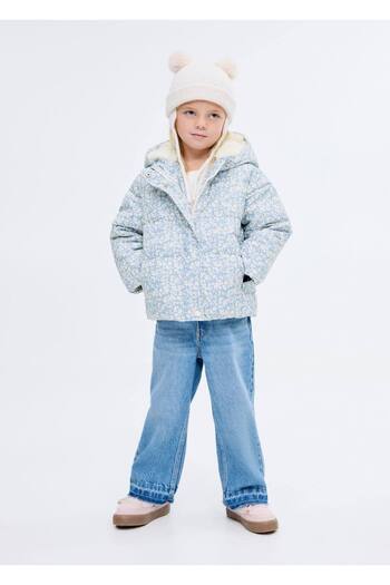 MANGO Baby Çiçek desenli tüylü anorak
