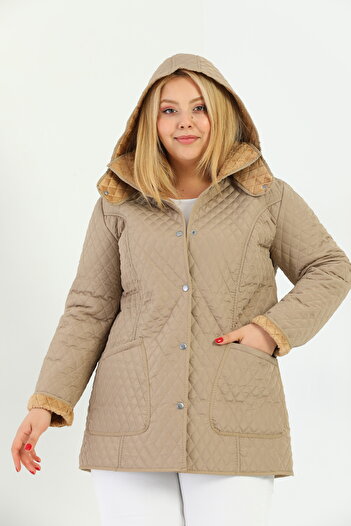 TUTveAL Collection Water-Repellent, Oversized Quilted Coat, Mink