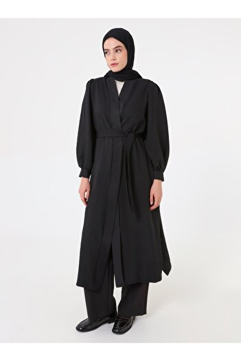 Refka Tie Detailed Abaya - Black - Refka