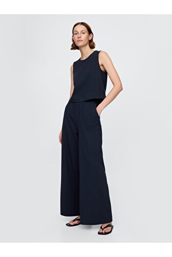 GAP Kadın Lacivert Organik Pamuk Heavyweight Crop Bluz