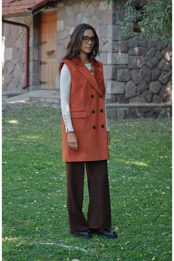 Fatma Atasoy Velvet Tile Dad Vest