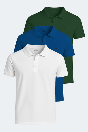 Slazenger ΣΕΤ SOHO με 3 ανδρικά μπλουζάκια σε μπλε - πράσινο - λευκό χρώμα