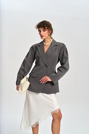MAİ COLLECTİON Briella Smoked Blazer with Waistband
